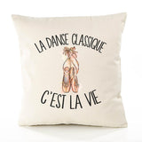 Housse de Coussin Premium Danse Classique - Coton Canvas Fairtrade Beige Idée Cadeau Décoration Canapé