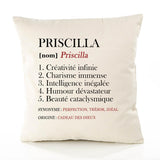 Housse de Coussin Premium Priscilla Définition - Coton Canvas Fairtrade Beige Idée Cadeau Décoration Canapé