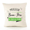 Housse de Coussin Premium Meilleur Beau-Père de Tous Les Temps 2 - Coton Canvas Fairtrade Beige Idée Cadeau Décoration Canapé