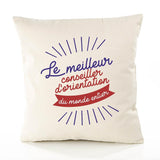 Housse de Coussin Premium Conseiller d'orientation Meilleur Monde - Coton Canvas Fairtrade Beige Idée Cadeau Décoration Canapé