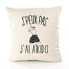 Housse de Coussin Premium Aikido Version Blanc - Coton Canvas Fairtrade Beige Idée Cadeau Décoration Canapé