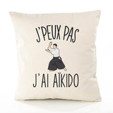 Housse de Coussin Premium Aikido Version Blanc - Coton Canvas Fairtrade Beige Idée Cadeau Décoration Canapé