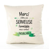 Housse de Coussin Premium Merci Serveuse Inoubliable Femme - Coton Canvas Fairtrade Beige Idée Cadeau Décoration Canapé