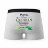Caleçon Merci Electricien Inoubliable - Humour Boxer Gris Idée Cadeau