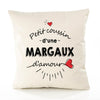Housse de Coussin Premium Margaux d'amour - Coton Canvas Fairtrade Beige Idée Cadeau Décoration Canapé 40x40