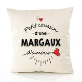 Housse de Coussin Premium Margaux d'amour - Coton Canvas Fairtrade Beige Idée Cadeau Décoration Canapé 40x40