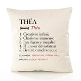 Housse de Coussin Premium Théa Définition - Coton Canvas Fairtrade Beige Idée Cadeau Décoration Canapé
