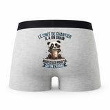 Caleçon Le Chef De Chantier Panda Grain - Humour Boxer Gris Idée Cadeau