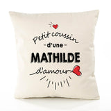 Housse de Coussin Premium Mathilde d'amour - Coton Canvas Fairtrade Beige Idée Cadeau Décoration Canapé 40x40