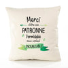 Housse de Coussin Premium Merci Patronne Inoubliable Femme - Coton Canvas Fairtrade Beige Idée Cadeau Décoration Canapé