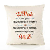 Housse de Coussin Premium Un Ibrahim Aussi génial - Coton Canvas Fairtrade Beige Idée Cadeau Décoration Canapé