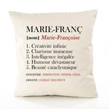 Housse de Coussin Premium Marie-Françoise Définition - Coton Canvas Fairtrade Beige Idée Cadeau Décoration Canapé