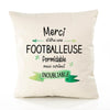 Housse de Coussin Premium Merci Footballeuse Inoubliable Femme - Coton Canvas Fairtrade Beige Idée Cadeau Décoration Canapé