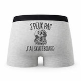 Caleçon Skateboard - Humour Boxer Gris Idée Cadeau Passion