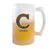 Verre à Bière Camille Lettre Viking | Chope de Bière Pinte | Idée Cadeau Prénom Motard Jeux de Rôle Vidéo Anniversaire Papa Collègue Départ Retraite Noël