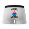 Caleçon Merci Coach 2 - Humour Boxer Gris Passion Sport Idée Cadeau
