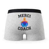 Caleçon Merci Coach 2 - Humour Boxer Gris Passion Sport Idée Cadeau