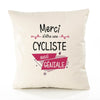 Housse de Coussin Premium Merci Cycliste Géniale - Coton Canvas Fairtrade Beige Idée Cadeau Décoration Canapé