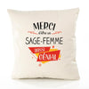 Housse de Coussin Premium Merci Sage-Femme Génial - Coton Canvas Fairtrade Beige Idée Cadeau Décoration Canapé
