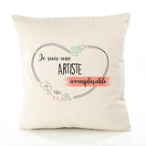 Housse de Coussin Premium Artiste irremplaçable - Coton Canvas Fairtrade Beige Idée Cadeau Décoration Canapé
