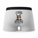 Caleçon Le Policier Panda Grain - Humour Boxer Gris Idée Cadeau