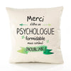 Housse de Coussin Premium Merci Psychologue Inoubliable - Coton Canvas Fairtrade Beige Idée Cadeau Décoration Canapé