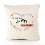 Housse de Coussin Premium Gendarme irremplaçable - Coton Canvas Fairtrade Beige Idée Cadeau Décoration Canapé
