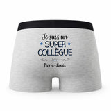 Caleçon Pierre - Louis Un Super Collègue - Humour Boxer Gris Idée Cadeau