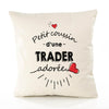 Housse de Coussin Premium Trader d'amour - Coton Canvas Fairtrade Beige Idée Cadeau Décoration Canapé 40x40