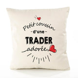 Housse de Coussin Premium Trader d'amour - Coton Canvas Fairtrade Beige Idée Cadeau Décoration Canapé 40x40