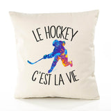 Housse de Coussin Premium Hockey - Coton Canvas Fairtrade Beige Idée Cadeau Décoration Canapé 40x40
