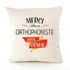 Housse de Coussin Premium Merci Orthophoniste Génial - Coton Canvas Fairtrade Beige Idée Cadeau Décoration Canapé
