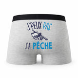 Caleçon Peche - Humour Boxer Gris Idée Cadeau Passion