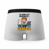 Caleçon Je Gere Les Urgences Demain - Humour Boxer Gris Idée Cadeau