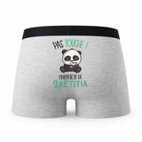Caleçon Laetitia Pas Touche Panda - Humour Boxer Gris Idée Cadeau