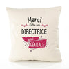 Housse de Coussin Premium Merci Directrice Géniale - Coton Canvas Fairtrade Beige Idée Cadeau Décoration Canapé