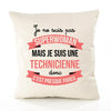 Housse de Coussin Premium technicienne Superwomen - Coton Canvas Fairtrade Beige Idée Cadeau Décoration Canapé