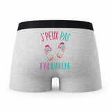 Caleçon Marche - Humour Boxer Gris Idée Cadeau Passion