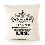 Housse de Coussin Premium Fleuriste Grand cru - Coton Canvas Fairtrade Beige Idée Cadeau Décoration Canapé