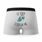Caleçon Foot - Humour Boxer Gris Passion Idée Cadeau