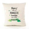 Housse de Coussin Premium Merci Pianiste Inoubliable Femme - Coton Canvas Fairtrade Beige Idée Cadeau Décoration Canapé