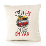 Housse de Coussin Premium Van Version Blanc - Coton Canvas Fairtrade Beige Idée Cadeau Décoration Canapé