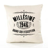 Housse de Coussin Premium 1946 Millésime Grand cru - Coton Canvas Fairtrade Beige Idée Cadeau Décoration Canapé