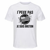 Maillot de Sport Homme Breton J'peux Pas - T-Shirt Respirant Polyester Manches Courtes - Cadeau Sportif Anniversaire Noël Fête des Pères