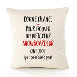 Housse de Coussin Premium Snowboardeur ça n'existe Pas Homme - Coton Canvas Fairtrade Beige Idée Cadeau Décoration Canapé