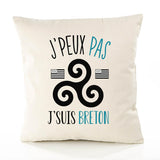 Housse de Coussin Premium Breton Version Blanc - Coton Canvas Fairtrade Beige Idée Cadeau Décoration Canapé