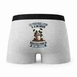 Caleçon Le Footballeur Panda Grain - Humour Boxer Gris Idée Cadeau