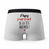 Caleçon Papy Parfait de la Tête aux Pieds - Humour Boxer Gris Cadeau