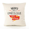 Housse de Coussin Premium Merci Gynécologue Génial - Coton Canvas Fairtrade Beige Idée Cadeau Décoration Canapé