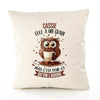 Housse de Coussin Premium Cassie Chouette Grain - Coton Canvas Fairtrade Beige Idée Cadeau Décoration Canapé